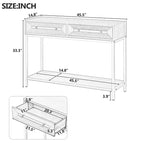 Mesa de entrada de madera con 2 cajones para sala de estar o recibidor