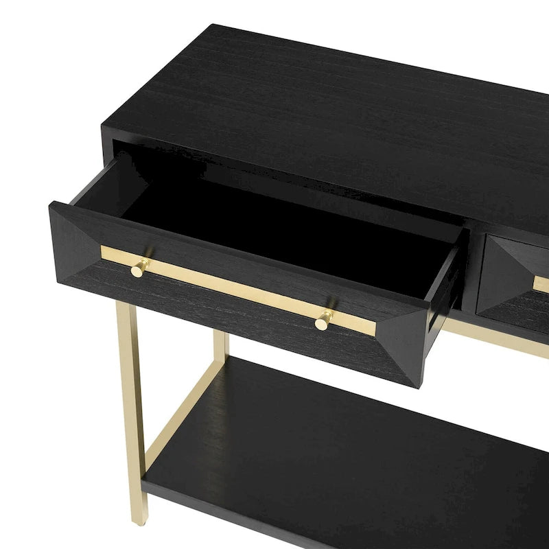 Mesa de entrada de madera con 2 cajones para sala de estar o recibidor