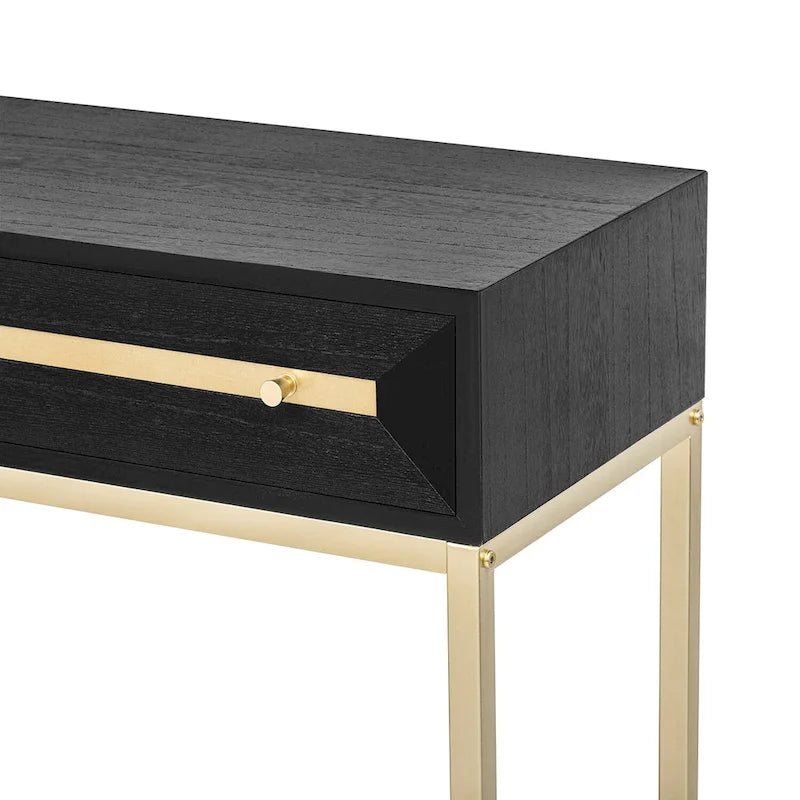 Mesa de entrada de madera con 2 cajones para sala de estar o recibidor
