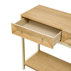 Mesa de entrada de madera con 2 cajones para sala de estar o recibidor