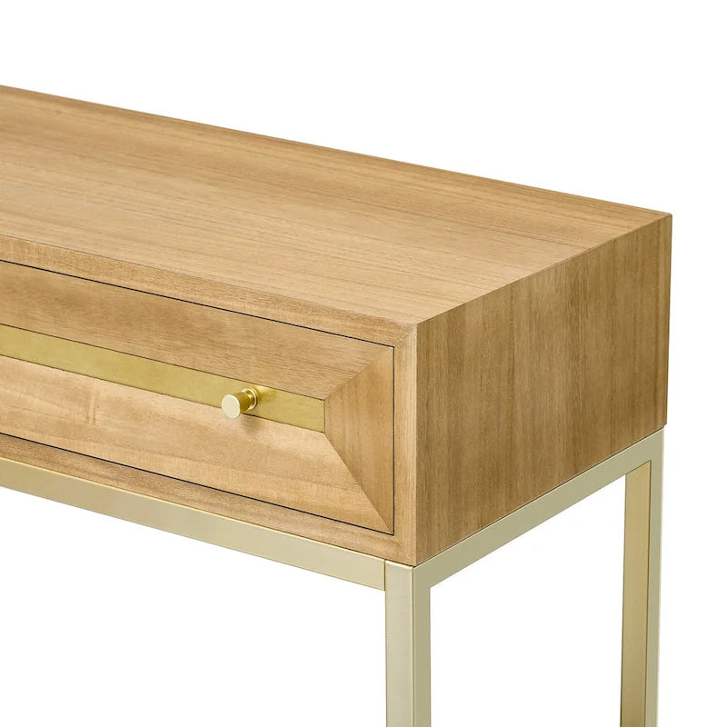 Mesa de entrada de madera con 2 cajones para sala de estar o recibidor