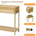 Mesa de entrada de madera con 2 cajones para sala de estar o recibidor