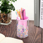 Vaso organizador acrílico morado/rosa para escritorio – Individual