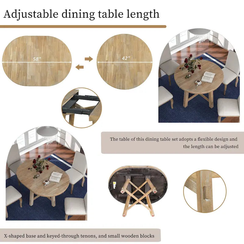 Mesa de Comedor Redonda Extensible con 16 hojas, Mesa de Cocina, Mesa Auxiliar, Mesa de Centro, Escritorio de Trabajo, Mesa de Comedor de Madera Maciza