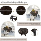 Mesa de Comedor Redonda Extensible con 16 hojas, Mesa de Cocina, Mesa Auxiliar, Mesa de Centro, Escritorio de Trabajo, Mesa de Comedor de Madera Maciza