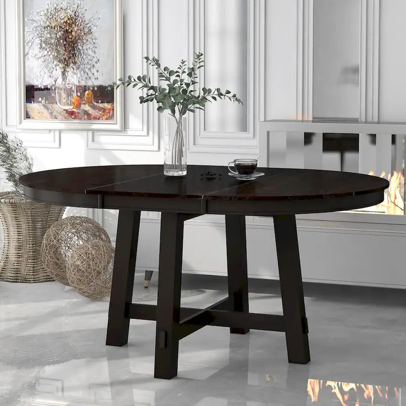 Mesa de Comedor Redonda Extensible con 16 hojas, Mesa de Cocina, Mesa Auxiliar, Mesa de Centro, Escritorio de Trabajo, Mesa de Comedor de Madera Maciza