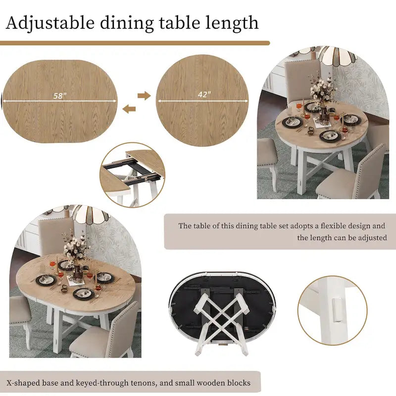 Mesa de Comedor Redonda Extensible con 16 hojas, Mesa de Cocina, Mesa Auxiliar, Mesa de Centro, Escritorio de Trabajo, Mesa de Comedor de Madera Maciza