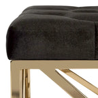 Banco rectangular tapizado de terciopelo negro/dorado, 1 persona