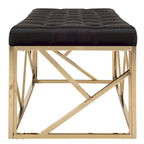 Banco rectangular tapizado de terciopelo negro/dorado, 1 persona