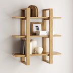 Estanterías Flotantes de Pared para Libros, Estante Expositor de 3 Niveles, Estantería Modular Decorativa de Madera Maciza