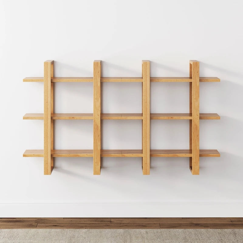 Estanterías Flotantes de Pared para Libros, Estante Expositor de 3 Niveles, Estantería Modular Decorativa de Madera Maciza