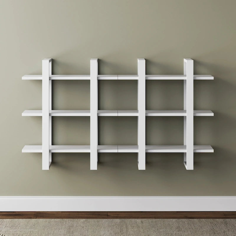 Estanterías Flotantes de Pared para Libros, Estante Expositor de 3 Niveles, Estantería Modular Decorativa de Madera Maciza