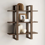 Estanterías Flotantes de Pared para Libros, Estante Expositor de 3 Niveles, Estantería Modular Decorativa de Madera Maciza