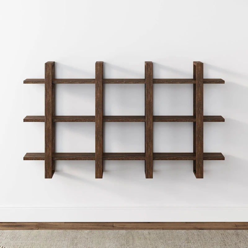 Estanterías Flotantes de Pared para Libros, Estante Expositor de 3 Niveles, Estantería Modular Decorativa de Madera Maciza