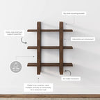 Estanterías Flotantes de Pared para Libros, Estante Expositor de 3 Niveles, Estantería Modular Decorativa de Madera Maciza
