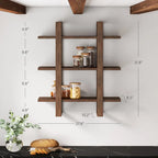 Estanterías Flotantes de Pared para Libros, Estante Expositor de 3 Niveles, Estantería Modular Decorativa de Madera Maciza