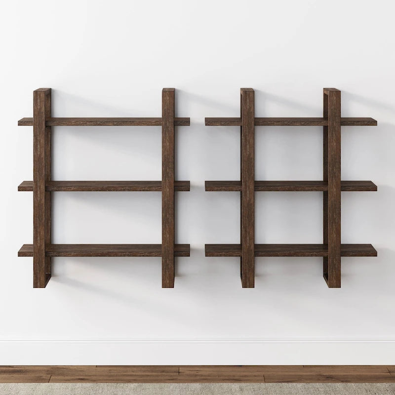 Estanterías Flotantes de Pared para Libros, Estante Expositor de 3 Niveles, Estantería Modular Decorativa de Madera Maciza