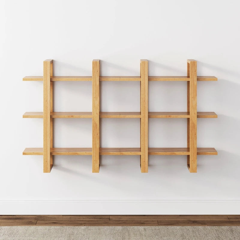 Estanterías Flotantes de Pared para Libros, Estante Expositor de 3 Niveles, Estantería Modular Decorativa de Madera Maciza