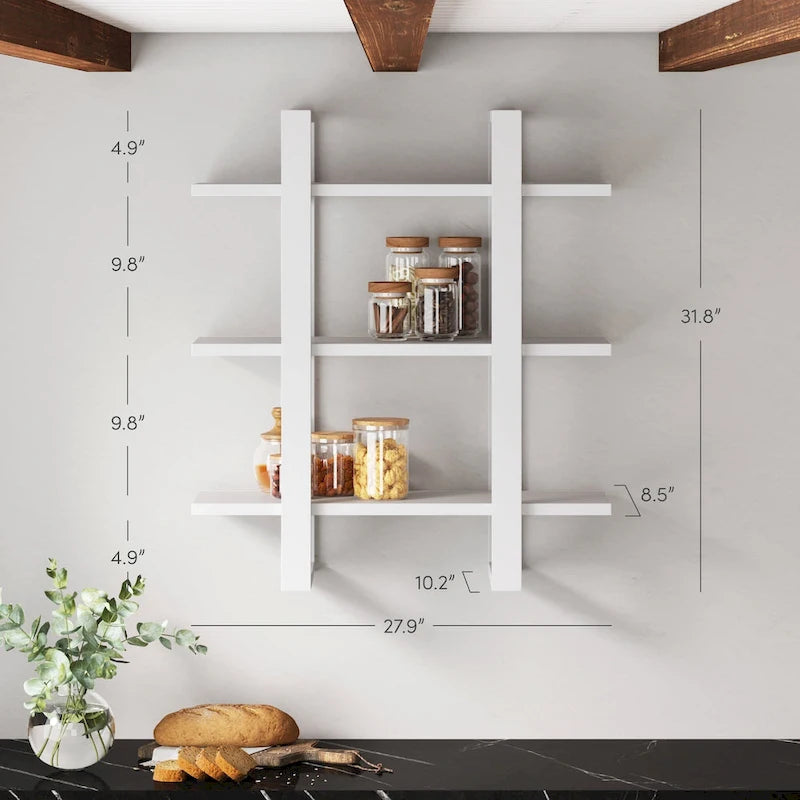 Estanterías Flotantes de Pared para Libros, Estante Expositor de 3 Niveles, Estantería Modular Decorativa de Madera Maciza