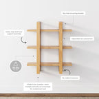 Estanterías Flotantes de Pared para Libros, Estante Expositor de 3 Niveles, Estantería Modular Decorativa de Madera Maciza