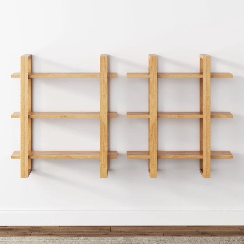 Estanterías Flotantes de Pared para Libros, Estante Expositor de 3 Niveles, Estantería Modular Decorativa de Madera Maciza