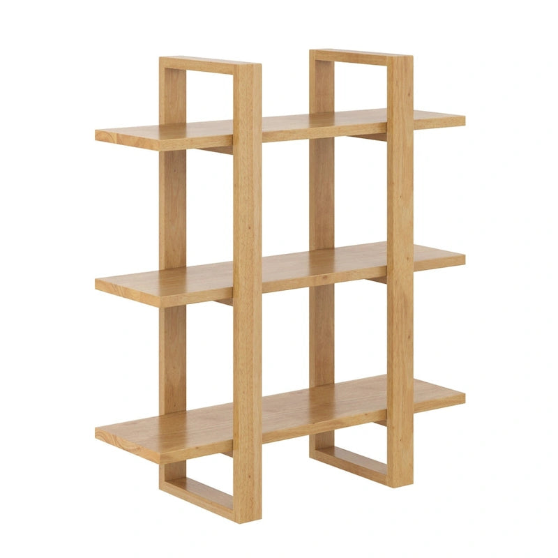 Estanterías Flotantes de Pared para Libros, Estante Expositor de 3 Niveles, Estantería Modular Decorativa de Madera Maciza