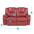 Sofá biplaza reclinable manual de piel sintética