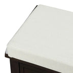 Blanco Lavado / Espresso / Azul Marino Antiguo / Blanco – Banco de Almacenamiento de Ratán de 3 Cajones, Asiento Individual