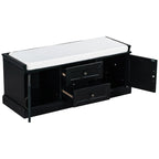 Banco de almacenamiento con 2 cajones y 2 cojines, para 2 personas - Negro / Espresso / Azul marino / Blanco / Gris