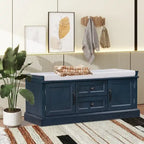 Banco de almacenamiento con 2 cajones y 2 cojines, para 2 personas - Negro / Espresso / Azul marino / Blanco / Gris