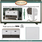 Banco de almacenamiento de entrada para 1 persona, estilo rústico/lavado, con cojín, 2 cajones y cesta