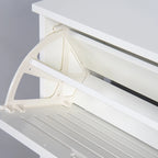 Zapatero blanco con puertas abatibles, 3 niveles, para 1-2 personas