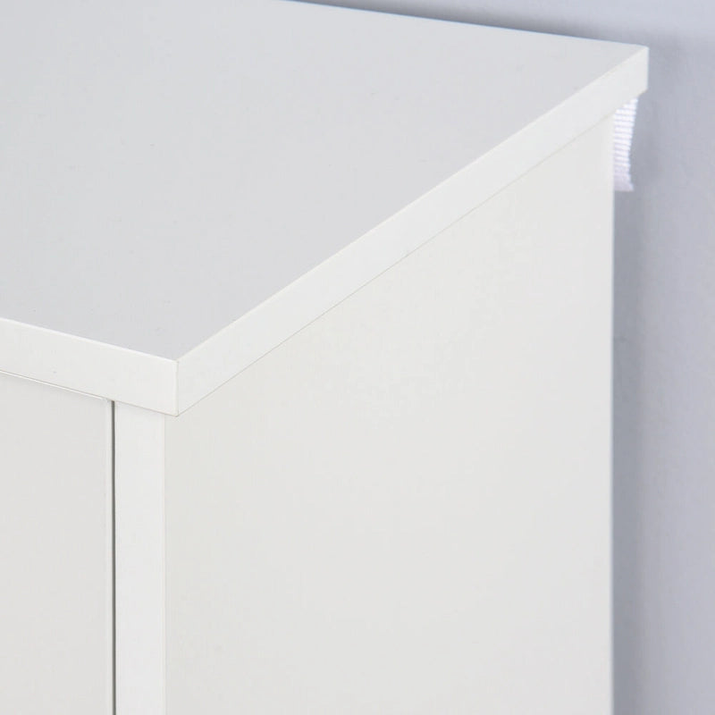 Zapatero blanco con puertas abatibles, 3 niveles, para 1-2 personas