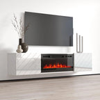 Soporte de TV moderno de 72 pulgadas para chimenea eléctrica de pared