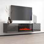 Soporte de TV moderno de 72 pulgadas para chimenea eléctrica de pared