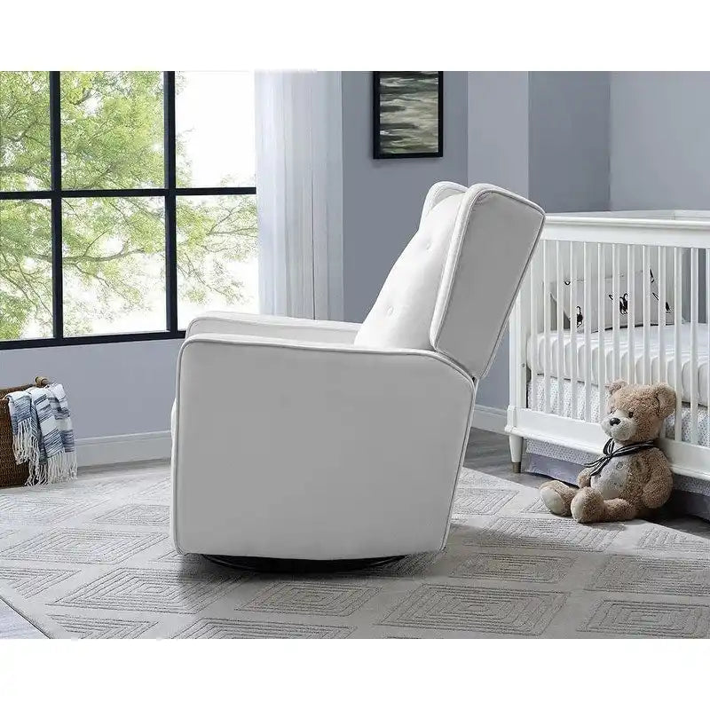 Sillón reclinable giratorio y balancín de microfibra y madera maciza, para sala de estar, dormitorio