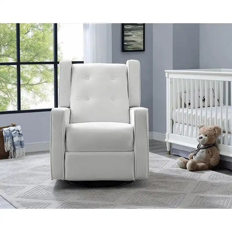 Sillón reclinable giratorio y balancín de microfibra y madera maciza, para sala de estar, dormitorio