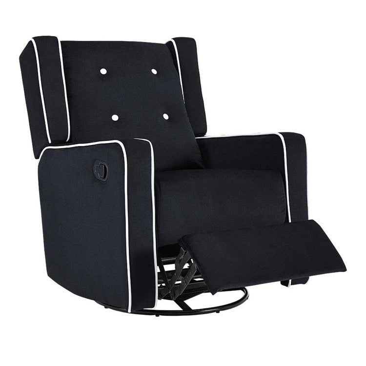 Sillón reclinable giratorio y balancín de microfibra y madera maciza, para sala de estar, dormitorio