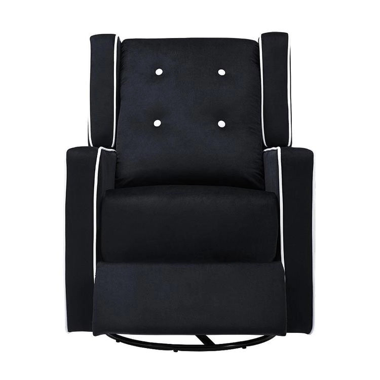Sillón reclinable giratorio y balancín de microfibra y madera maciza, para sala de estar, dormitorio