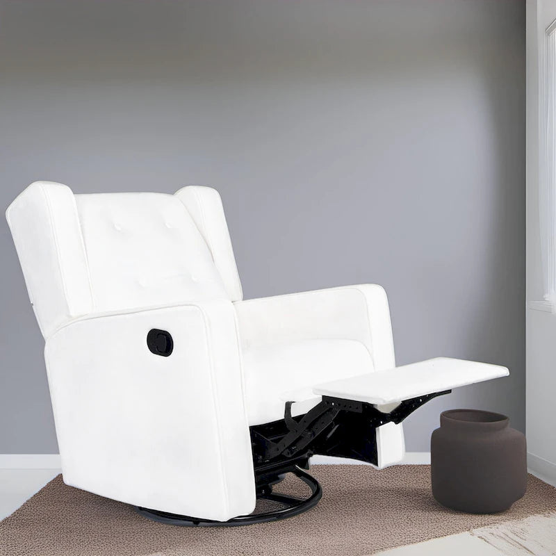 Sillón reclinable giratorio y balancín de microfibra y madera maciza, para sala de estar, dormitorio