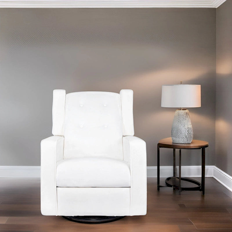 Sillón reclinable giratorio y balancín de microfibra y madera maciza, para sala de estar, dormitorio