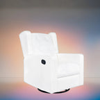 Sillón reclinable giratorio y balancín de microfibra y madera maciza, para sala de estar, dormitorio