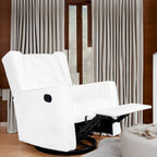 Sillón reclinable giratorio y balancín de microfibra y madera maciza, para sala de estar, dormitorio