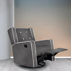 Sillón reclinable giratorio y balancín de microfibra y madera maciza, para sala de estar, dormitorio