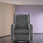 Sillón reclinable giratorio y balancín de microfibra y madera maciza, para sala de estar, dormitorio