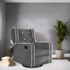 Sillón reclinable giratorio y balancín de microfibra y madera maciza, para sala de estar, dormitorio