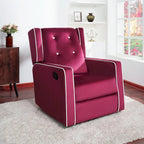 Sillón reclinable giratorio y balancín de microfibra y madera maciza, para sala de estar, dormitorio