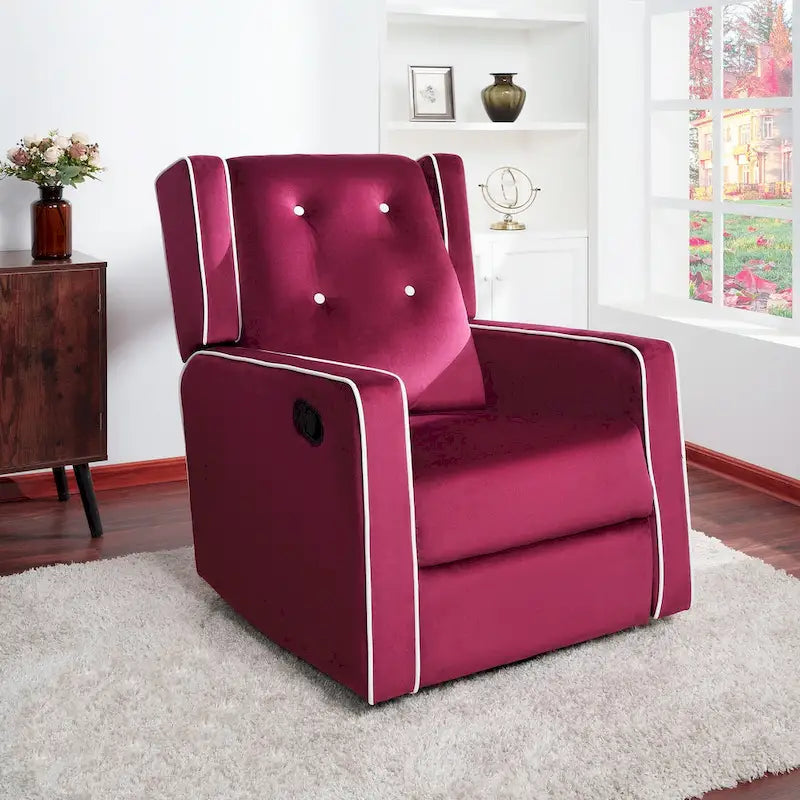Sillón reclinable giratorio y balancín de microfibra y madera maciza, para sala de estar, dormitorio