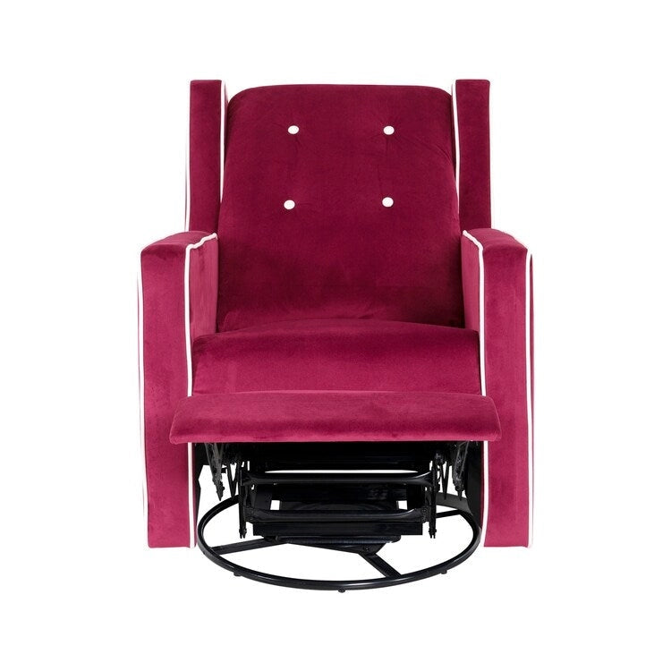 Sillón reclinable giratorio y balancín de microfibra y madera maciza, para sala de estar, dormitorio