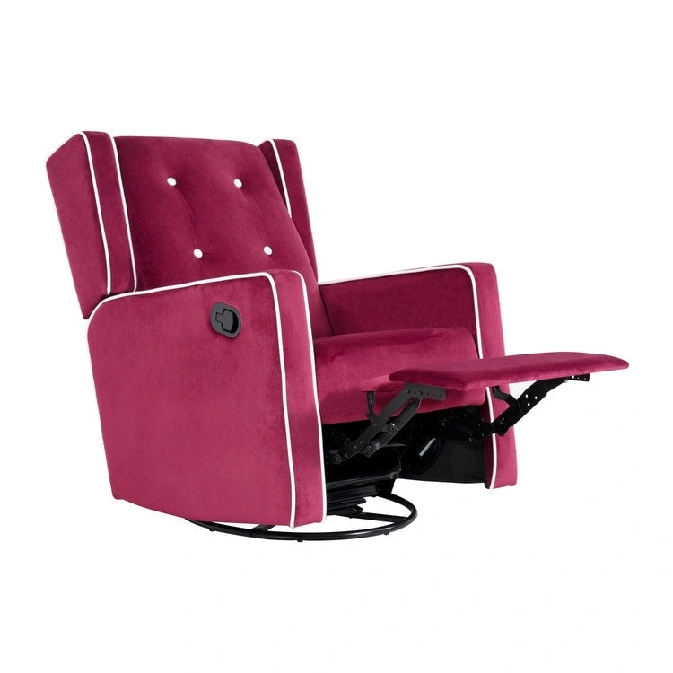 Sillón reclinable giratorio y balancín de microfibra y madera maciza, para sala de estar, dormitorio